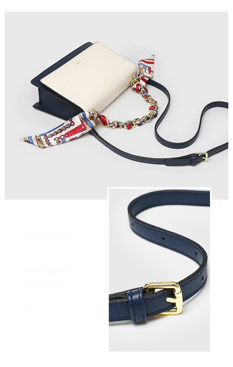 Womens Classic Chain Strap Crossbody Small Square Handbag with Contrast Color